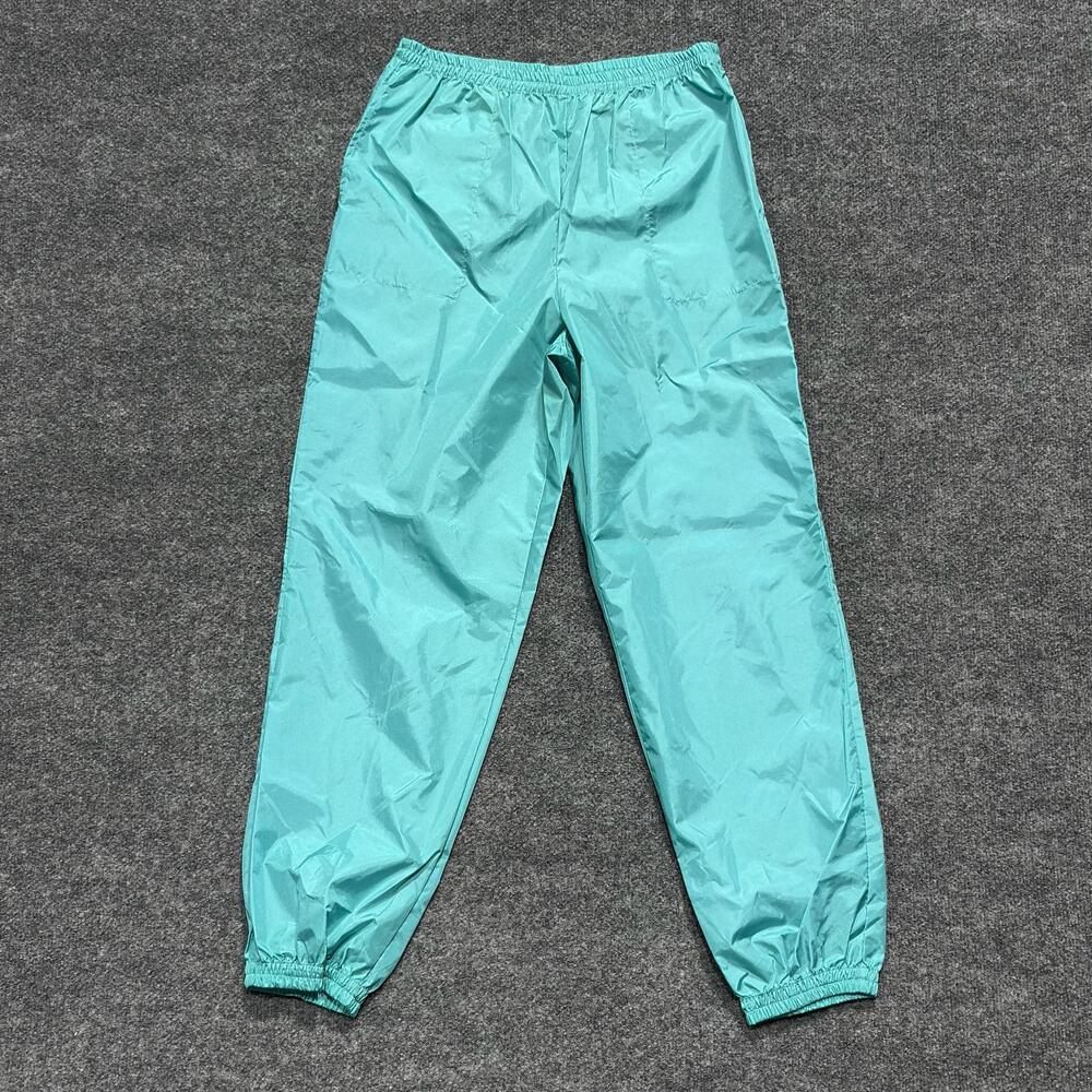 Vintage Winners Track Pants Womens Large Blue Teal Nylon Elastic Cuff Joggers